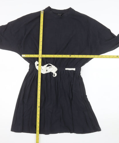 Topshop Women's Black Crew Neck Long Sleeve T-Shirt Dress Size 8