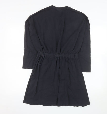 Topshop Women's Black Crew Neck Long Sleeve T-Shirt Dress Size 8