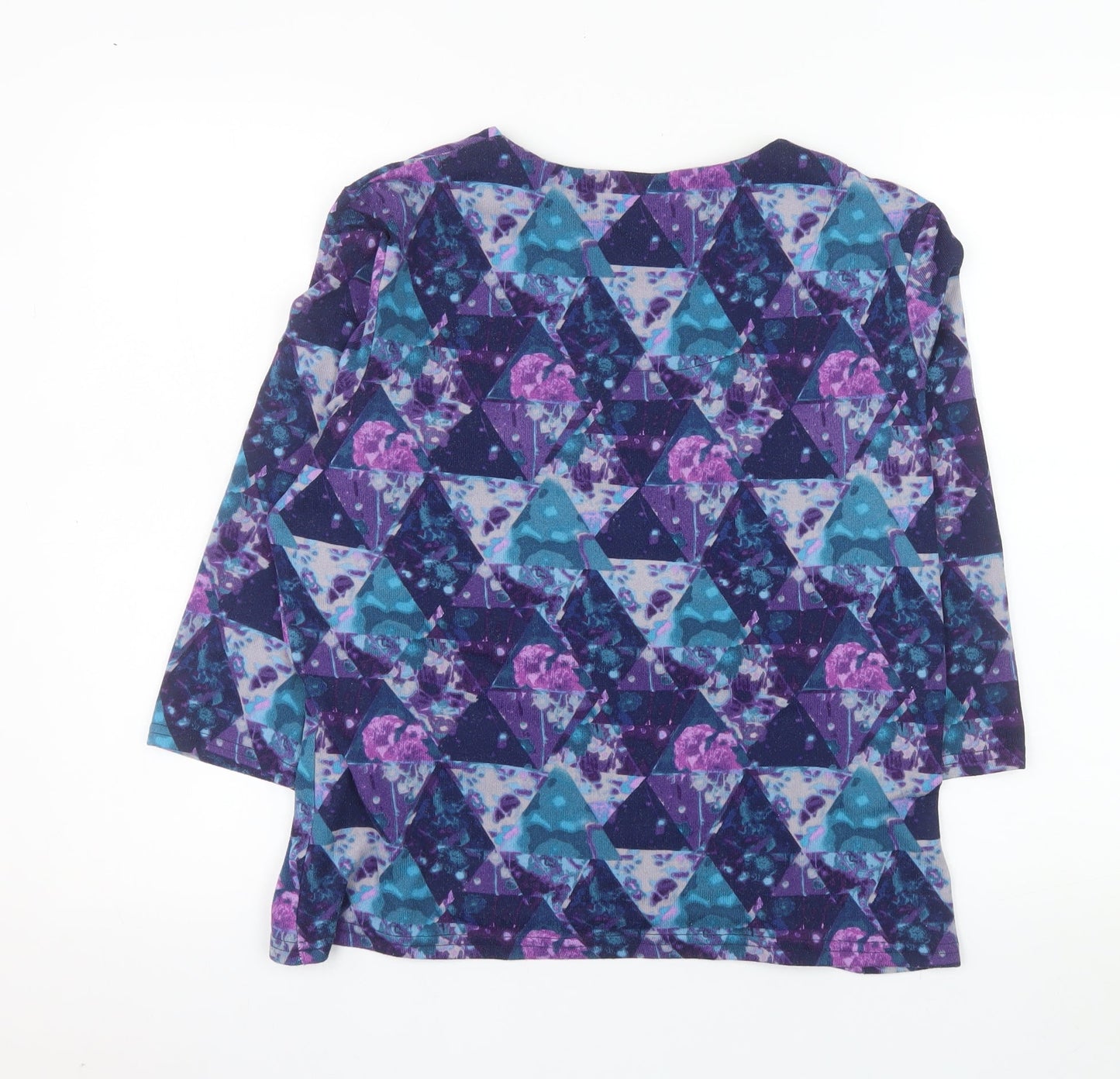 Honor Millburn Women's Multicoloured Geometric 3/4 Sleeve Jersey Top Size 14