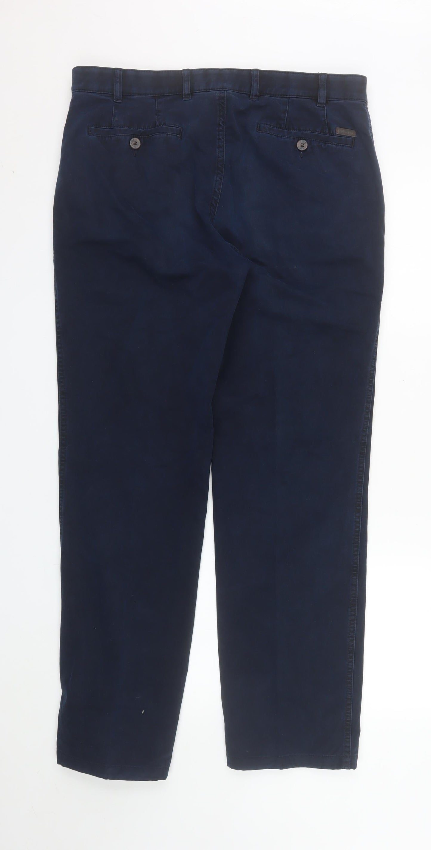 Bruhl Men's Blue Cotton Stretch Chino Trousers 36R Straight Fit