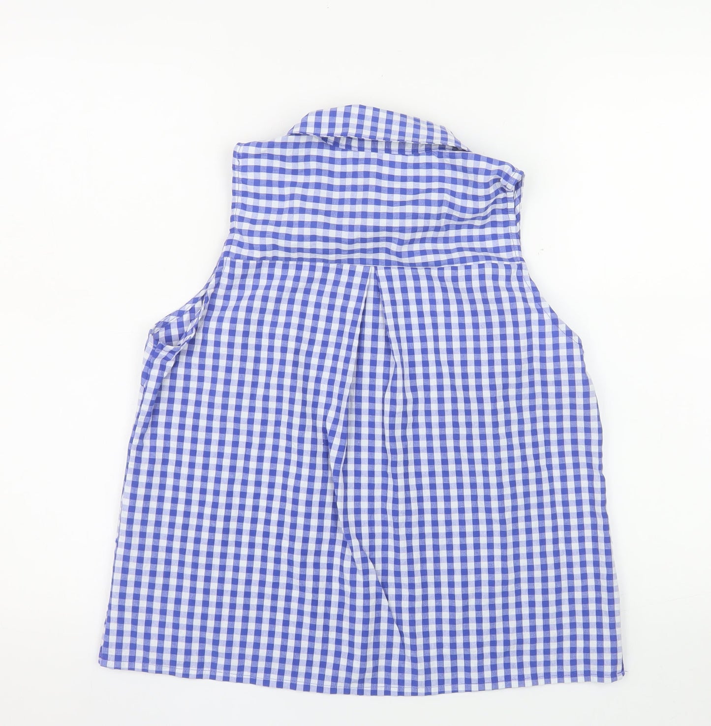 Exquiss's Women's Blue Check Sleeveless Cotton Blouse Size S