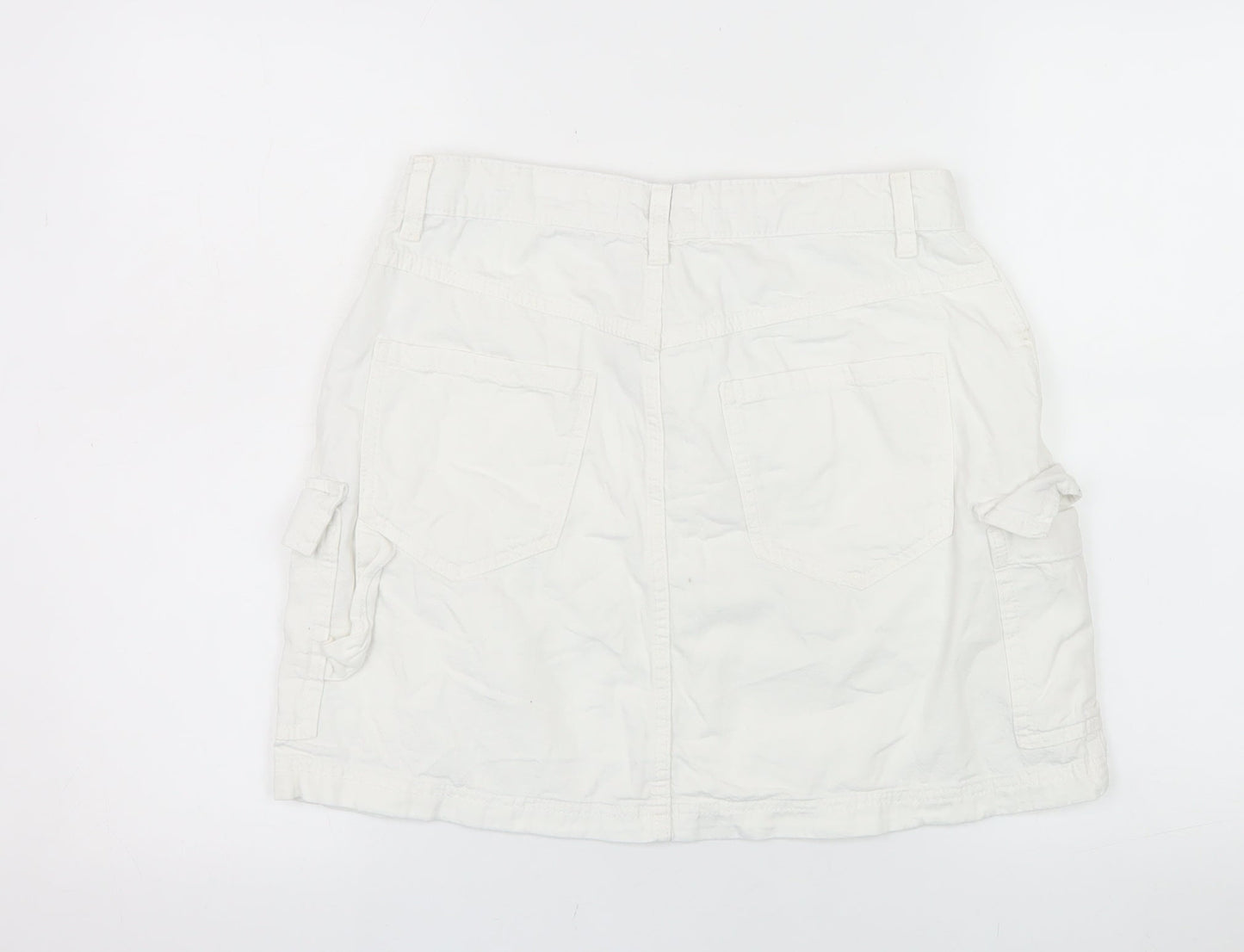 Primark Women White Cargo Short Denim Skirt Size 12