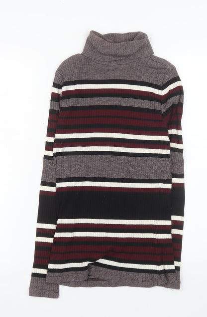 New Look Women's Multicoloured Roll Neck Striped Jumper Size 10