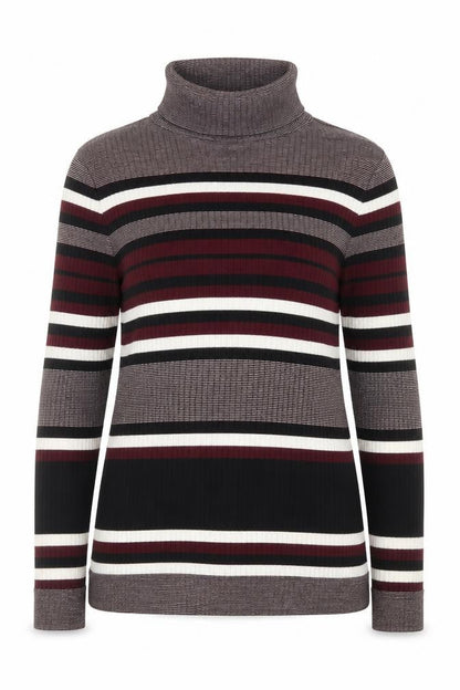 New Look Women's Multicoloured Roll Neck Striped Jumper Size 10