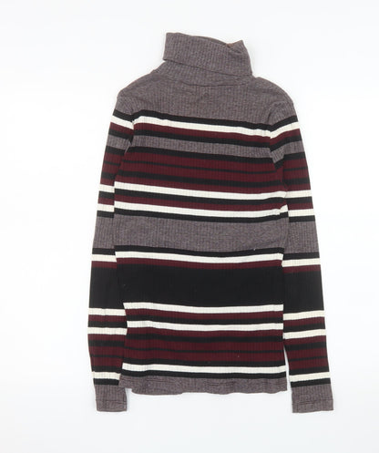 New Look Women's Multicoloured Roll Neck Striped Jumper Size 10