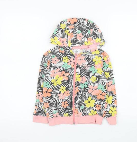 adidas Girls Multicoloured Floral Hooded Track Jacket 5-6 Years