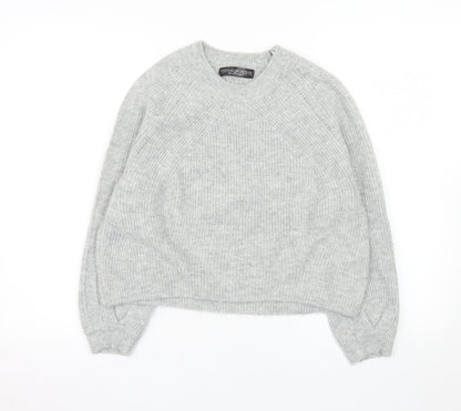 Topshop Petite Women’s Grey Crew Neck Knit Jumper UK 8