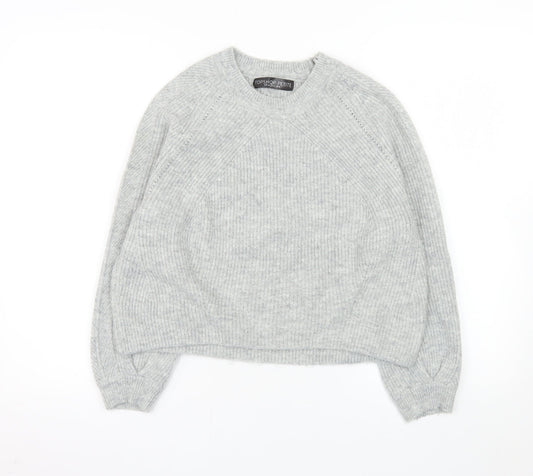 Topshop Petite Women’s Grey Crew Neck Knit Jumper UK 8
