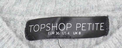 Topshop Petite Women’s Grey Crew Neck Knit Jumper UK 8