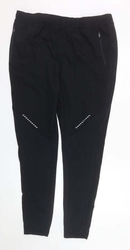 Crane Men's Black Jogger Softshell Activewear Trousers L Elastic Waist