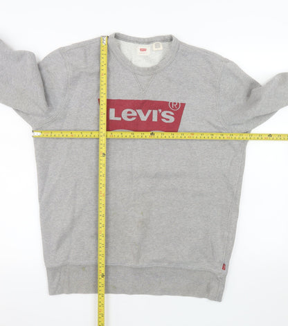 Levi's Mens Grey Logo Crew Neck Pullover Sweatshirt M