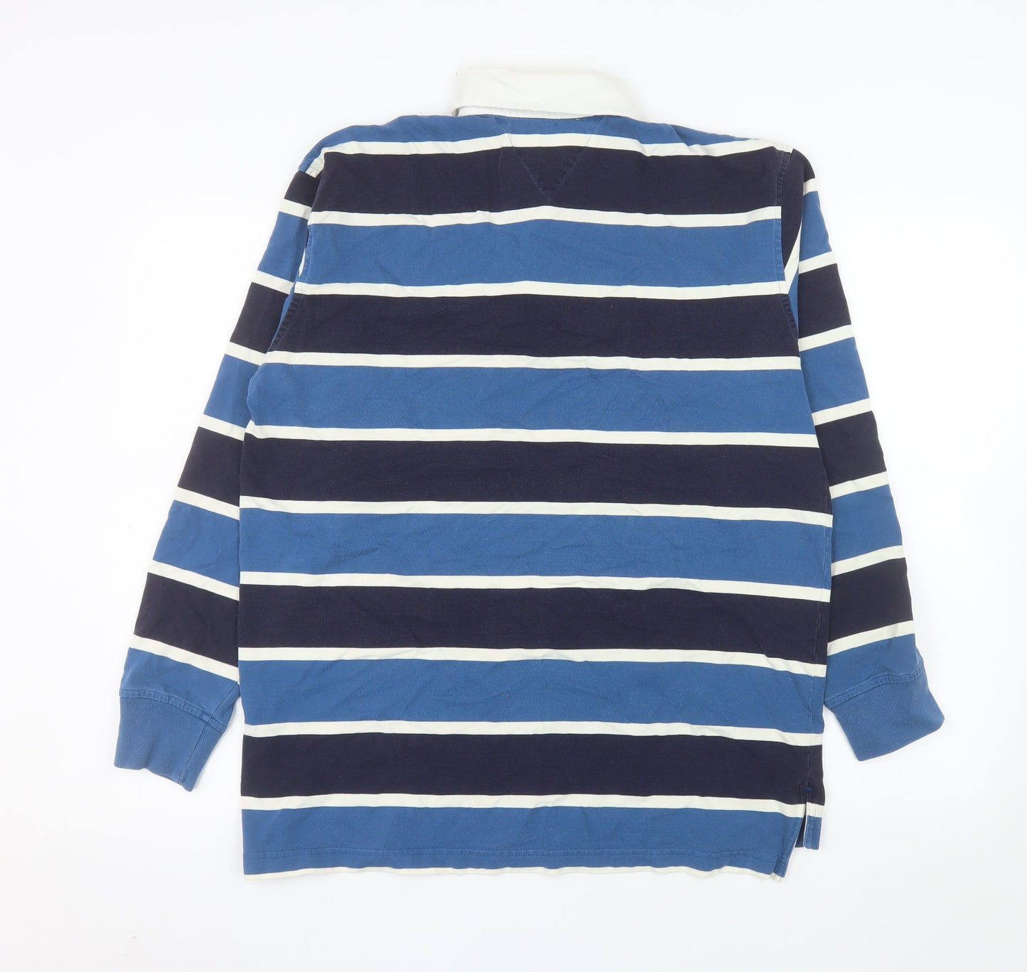 Tommy Hilfiger Men's Blue & Navy Striped Long Sleeve Polo M