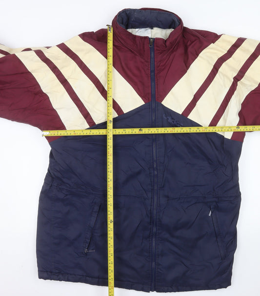 Adidas Men's Blue Burgundy 90s Retro Puffer Jacket Size L