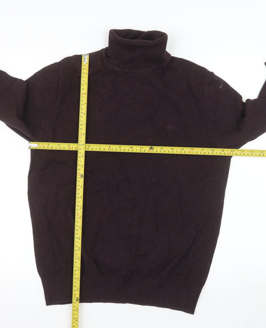 Merc London Men's Brown Roll Neck Cotton Jumper Size L