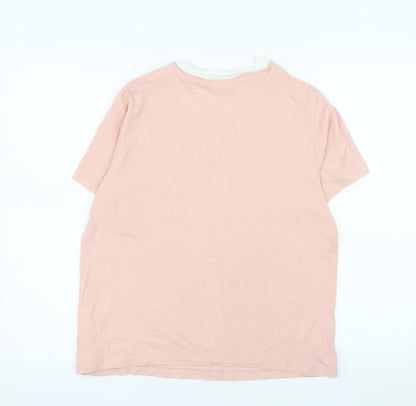 adidas Women Pink Ringer T-Shirt Size 8 100% Cotton Casual
