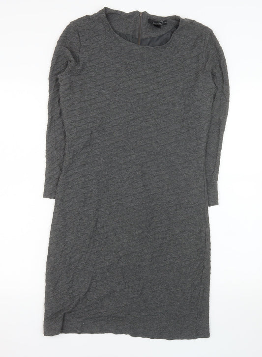 Mango Suit Women Grey XL Sheath Knit Knee Length Dress