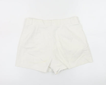 Stradivarius Women’s White Chino Shorts UK 8 Cotton Blend