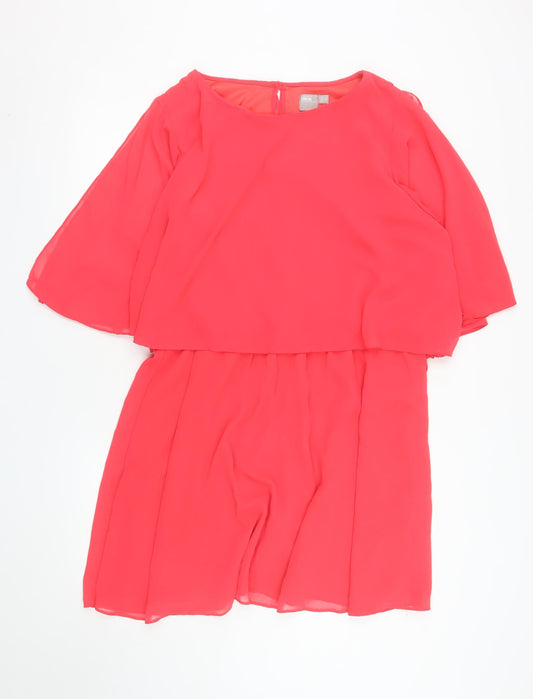 ASOS Women's Pink Blouson Short Chiffon Dress UK 20