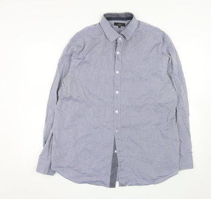 Jeff Banks London Men's Blue XL Long Sleeve Cotton Shirt