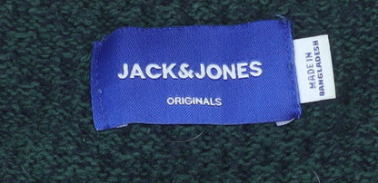 Jack & Jones Men's Green XL Cotton Chunky Knit Crew Neck Jumper