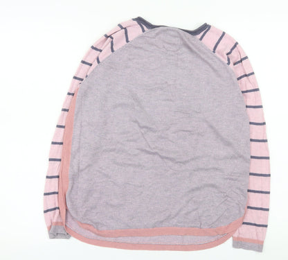 Mantaray Womens Purple Pink Striped Jumper Size 10 Embroidered Bird Design