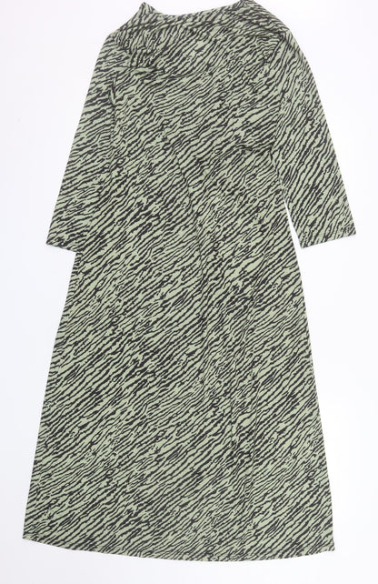Pala D'Oro Women's Green Animal Print Midi Wrap Dress S