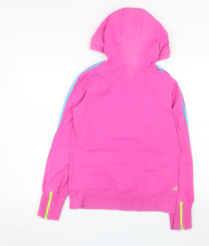 Adidas Women’s Pink Pullover Hoodie Size 14 Cotton Blend Logo Design