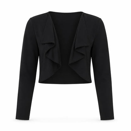 Début Women's Black Cropped Open Jacket Size M Elegant Bolero