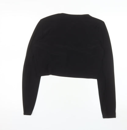 Début Women's Black Cropped Open Jacket Size M Elegant Bolero