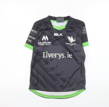 BLK Connacht Rugby Boys Black 8 Years Short Sleeve Jersey T-Shirt