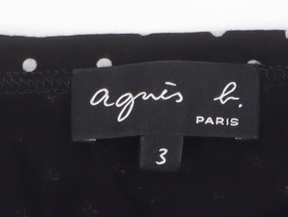 Agnès b. Women’s Black Polka Dot Button-Up Jersey Shirt Size M
