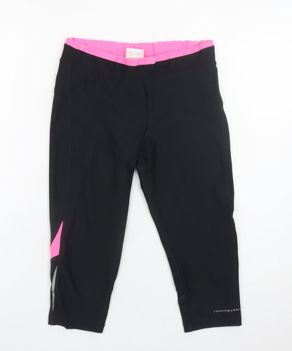 Running Bare Women’s Black Capri Leggings Size 10 Quick Dry Stretch