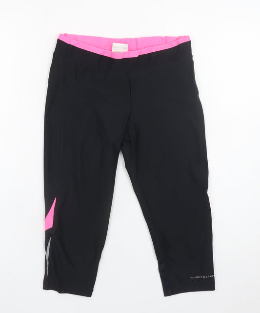 Running Bare Women’s Black Capri Leggings Size 10 Quick Dry Stretch