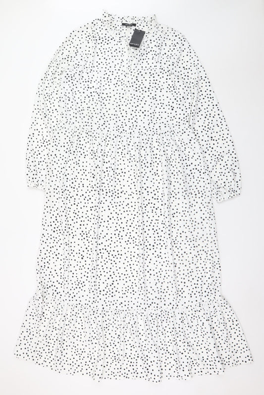 Esmara Women White Polka Dot Midi Shift Dress Size 8