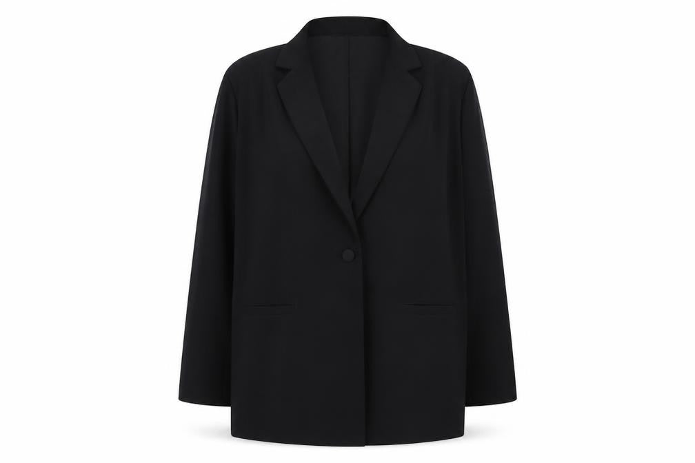 ASOS Design Women Black Blazer UK 18 Single Breasted Polyester