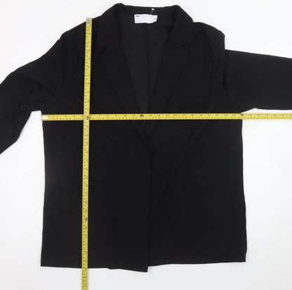 ASOS Design Women Black Blazer UK 18 Single Breasted Polyester