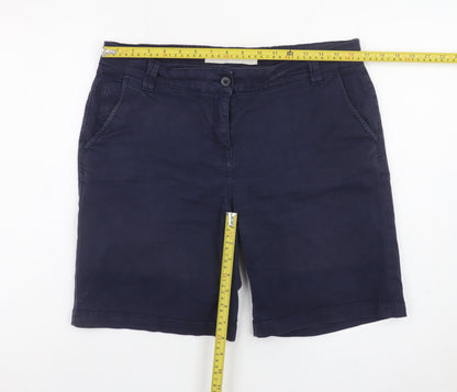 Next Womens Navy Blue Chino Bermuda Shorts Size 12 Cotton Blend