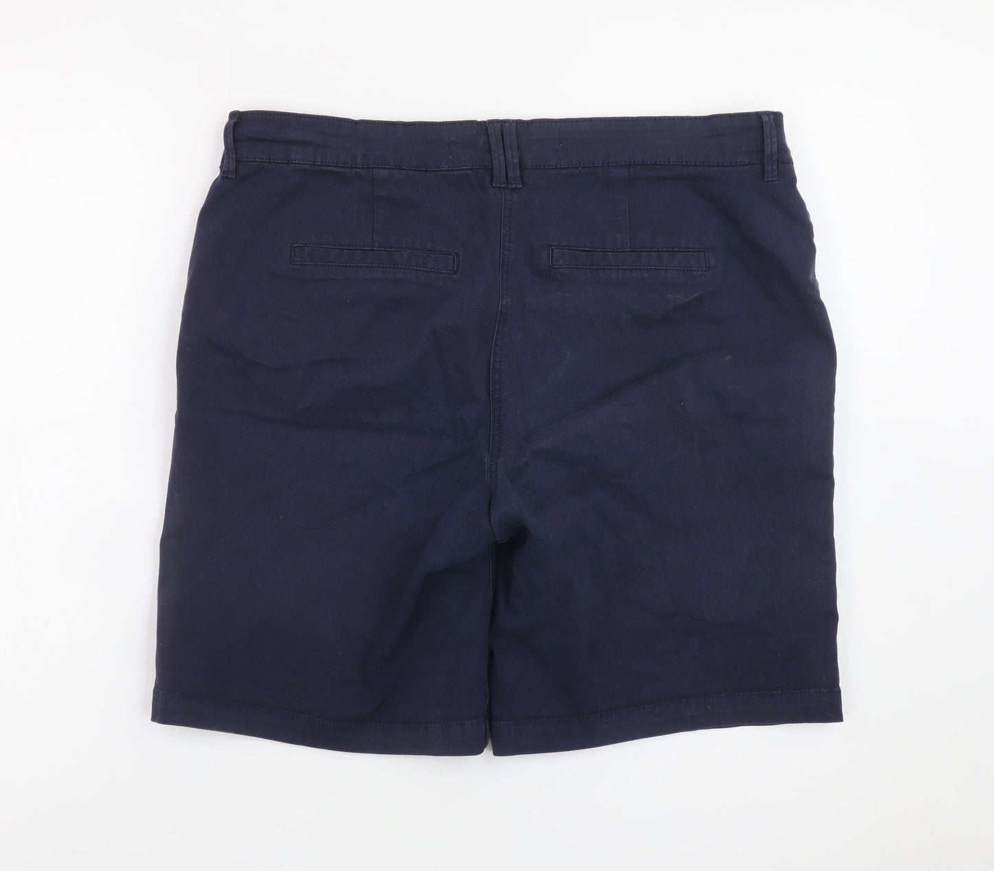 Next Womens Navy Blue Chino Bermuda Shorts Size 12 Cotton Blend