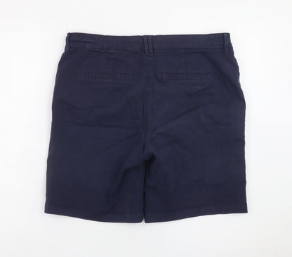 Next Womens Navy Blue Chino Bermuda Shorts Size 12 Cotton Blend