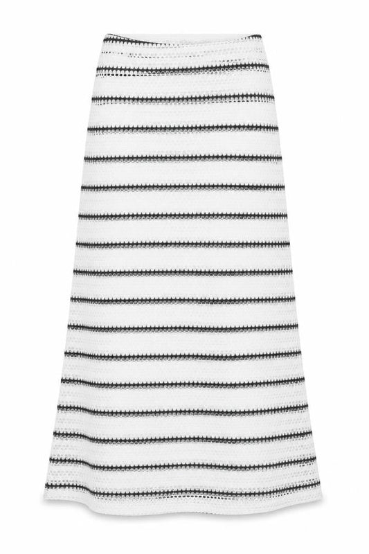 Missguided Womens White Striped A-Line Midi Cotton Skirt Size S
