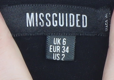 Missguided Women's Black Size 6 Rhinestone Disco Naps T-Shirt Dress