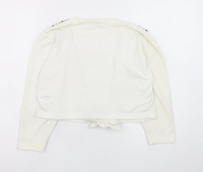 Michael M Women's White Studded Shoulder Tie-Front Cardigan M
