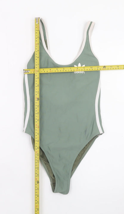 Adidas Womens Green One Piece Swimsuit Size 8 Sports Style