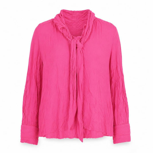 Front view of Gallery women’s pink long sleeve viscose tunic blouse, size UK 12