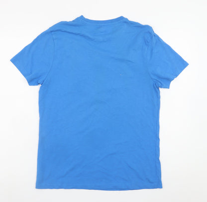 Superman Men's Blue Cotton Short Sleeve Crew Neck Graphic T-Shirt M