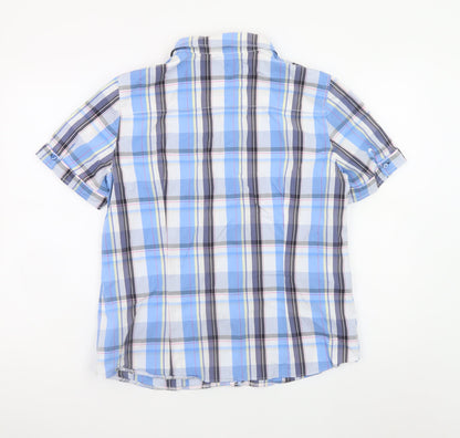 Gerry Weber Edition Women's Blue Checked Short Sleeve Shirt Size 16