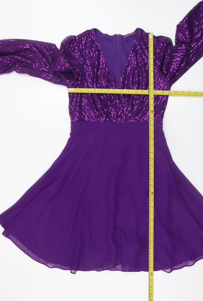 Kate & Pippa Women's Purple Sequin Fit & Flare Short Dress Size S