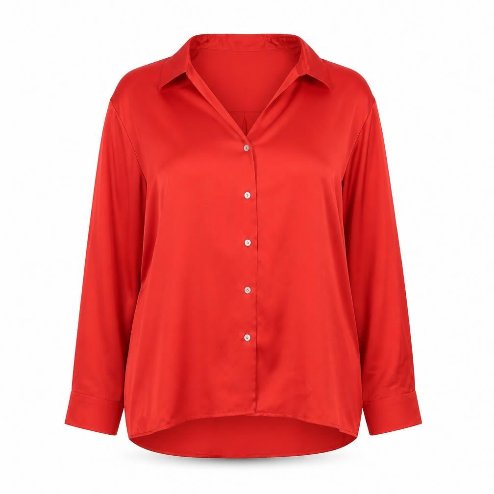 Dunnes Stores Womens Red Button-Up Blouse Size 14