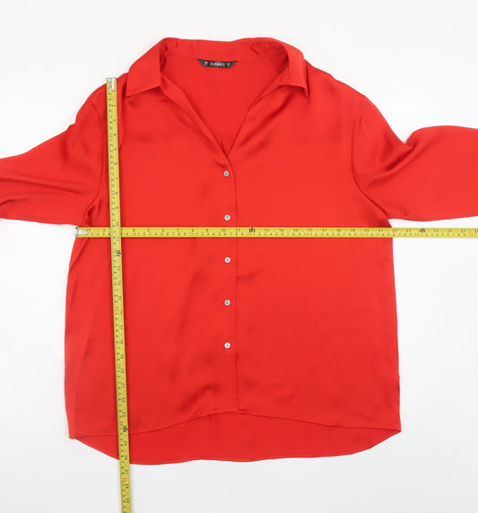 Dunnes Stores Womens Red Button-Up Blouse Size 14