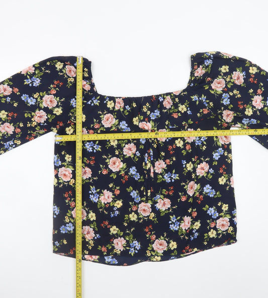 St. Bernard for Dunnes Stores Women's Navy Floral Blouse Size 14
